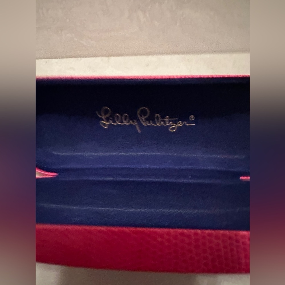 Lilly Pulitzer Eyeglasses Glasses Sunglasses Hot Pink Hard CASE Blue Lined - Picture 5 of 6